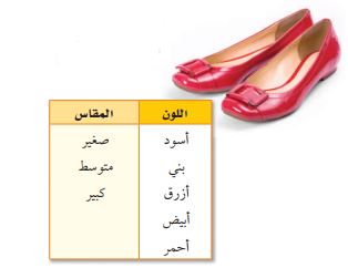 لون الاحذية والمقاسات